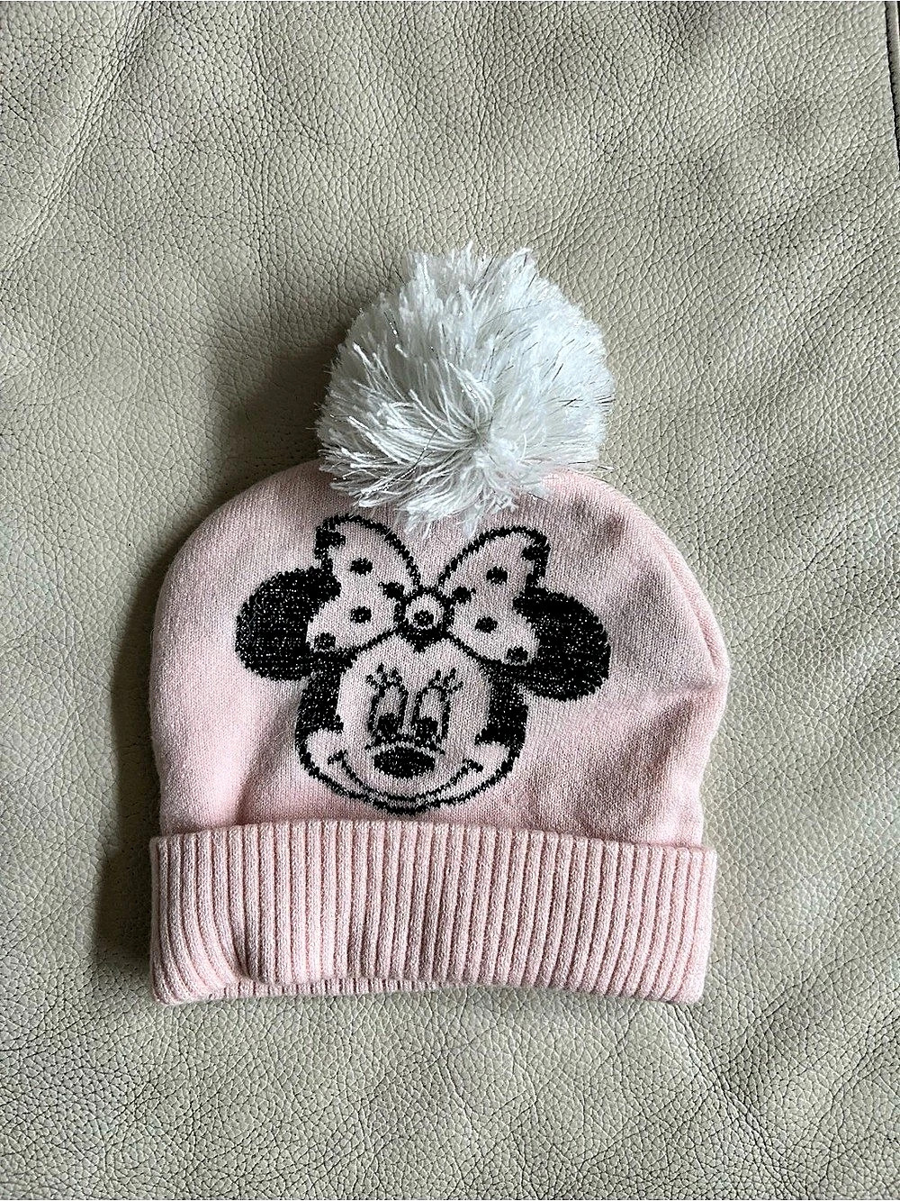 Disney Minnie Mouse Pom Hat Pink & White